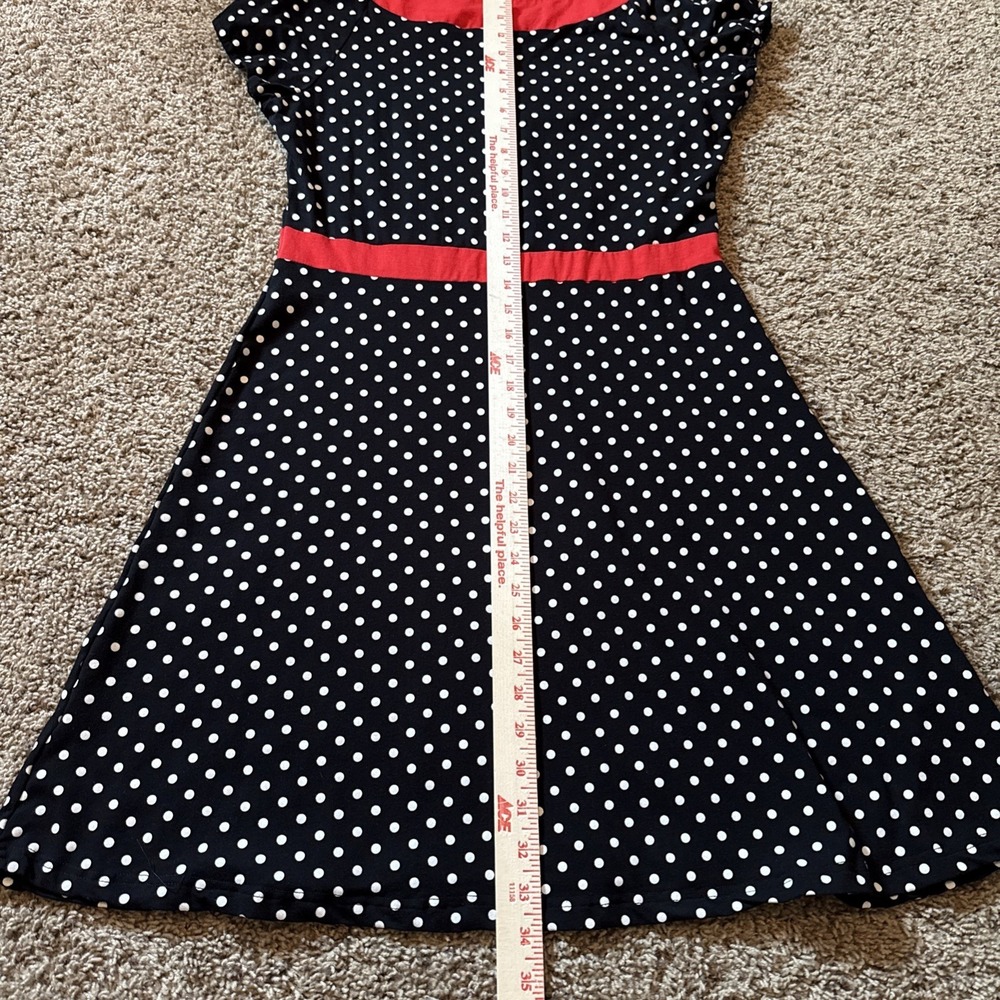 Sourpuss Belki Dress CL Red Black White Polka Dot Stretch Pinup Rockabilly - Picture 5 of 6